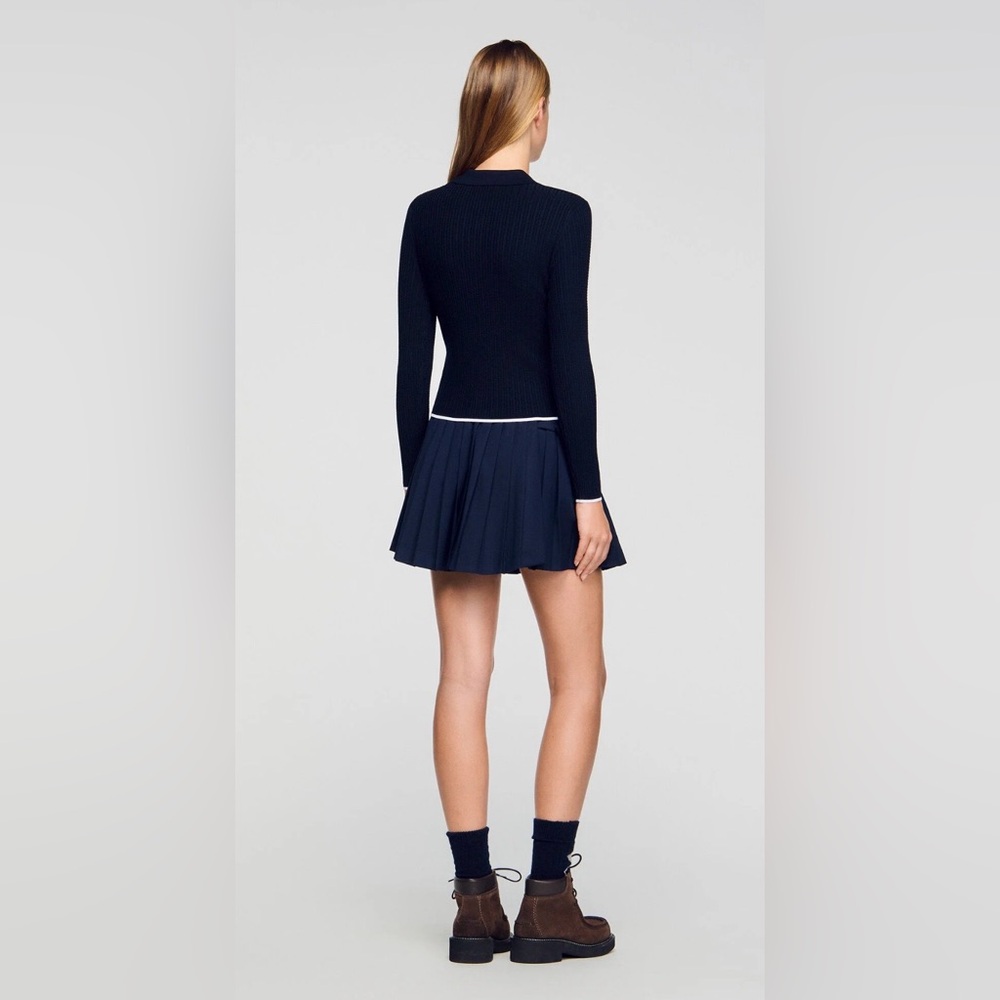 Sandro CROPPED POLO COLLAR CARDIGAN/ Size 0 - Picture 7 of 13